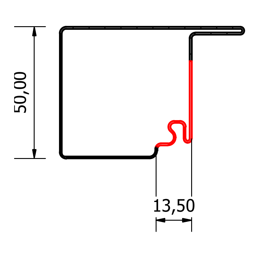Stålprofil SP 35000 — urtag