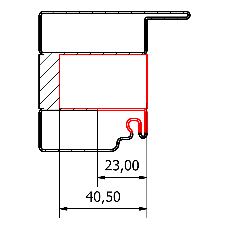 Stålprofil SP 56500 & SP 76500 — urtag